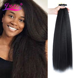 Lydia Kinky Straight Bundles Synthetic Hair Extension Freetress Crochet 3PCS Kanekalon Bulk Jumbo Braiding Afro 10-41Inch Black