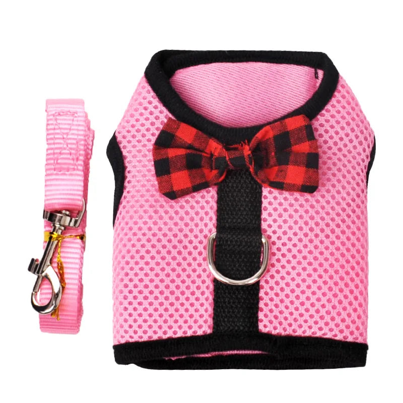 Pet Cat Cute Bow Harness and Leash Set soft Mesh Breathable Vest For puppy Chest strap Collar Outdoor Walking Training Supplies