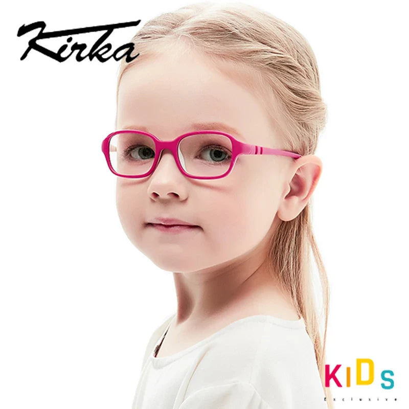 Kirka Flexible Myopia Optical Children Glasses Frame Solid TR90 Rubber Diopter Transparent Kids Glasses Soft Eyewear Eyeglasses