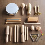 Log Percussion Instrument Set Toy Wooden Sand Hammer Drum Double Sound Tube Beginner Music Teaching Aids For Preschool Children