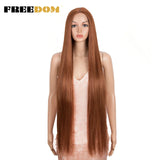 FREEDOM Synthetic Lace Front Wigs For Women Super Long 38Inch Ombre Blonde Highlight Ginger Straight Lace Wigs Cosplay Wigs