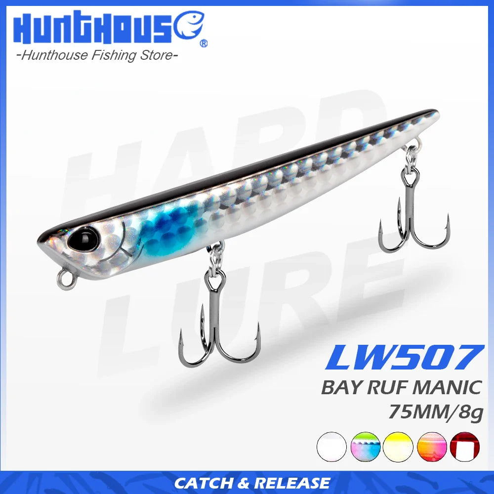 Hunthouse Bay RUF MANIC 75mm/8g Sinking Pencil Fishing lure stickbait BKK Hook Hard Lure for seabass fish