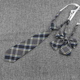 Hand-Made Necktie Bowtie Set High Quality Boy Girl School Suit Shirts Student Butterfly Striped Plaid 100%Cotton Accessory Trend