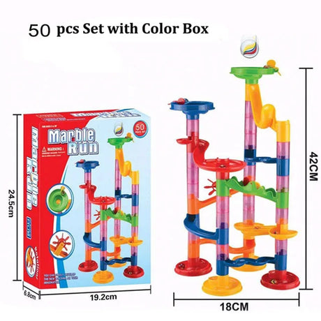 DIY Construction Marble Run Race Track Building Blocks Kids 3D Maze Ball Roll Toys Children Christmas Gift 45/93/113/142pcs Set