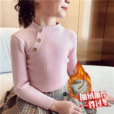 Girls sweater turtleneck pure color knitted sweater autumn children's clothing pure color pullover children's top 2t 3t 4t 8 12