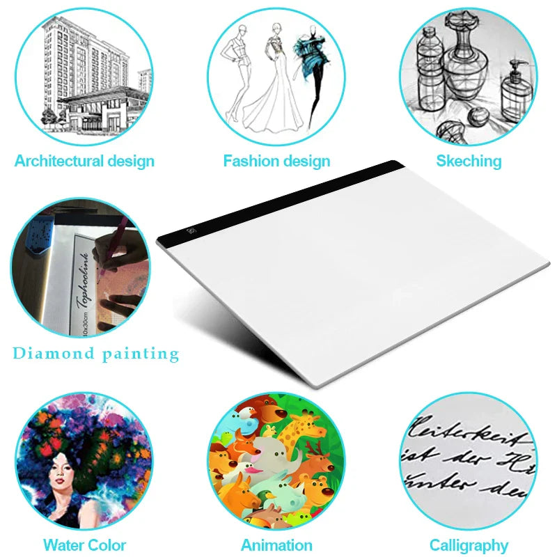 New (60*40cm)A2 Drawing board LED Digital Graphics Light Pad Box Painting Tracing Panel diamond painting pad Type C Power