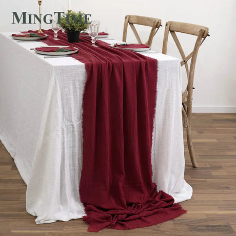 Table Runners Rustic Cotton Gauze Dining Burlap Retro Burr Texture Vintage Wedding Supplies Linen Home Christmas Decorations