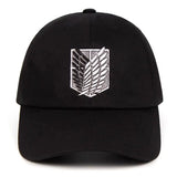 100% Cotton aot regiment Dad Hat embroidery Baseball Cap Women Men Snapback Black Shield Attack on Titan