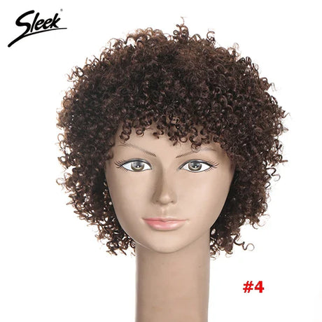 Sleek Natural Brazilian Afro Kinky Curly Human Hair Wigs F1B/33 Red 99J Short Machine Made Remy Human Hair Wigs For Black Women