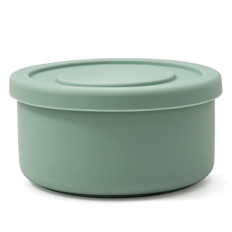 Baby Silicone Feeidng Solid Food Storage Box Kitchen Bento Round Bowl Microwave Heating Dishes Plates Children's Tableware