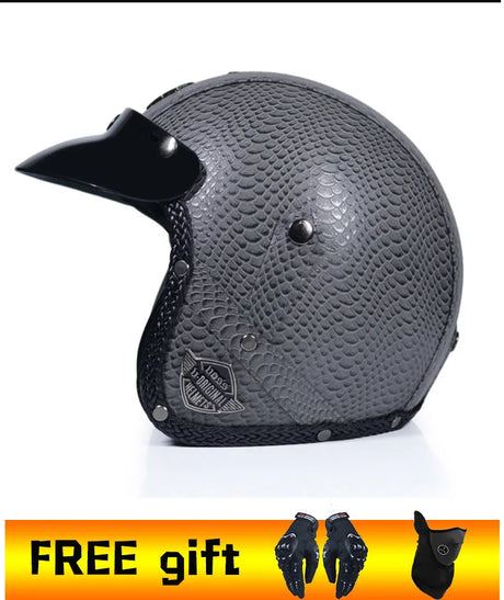 2020 New PU Leather retro Helmets 3/4 Motorcycle Chopper Bike helmet open face vintage motorcycle helmet