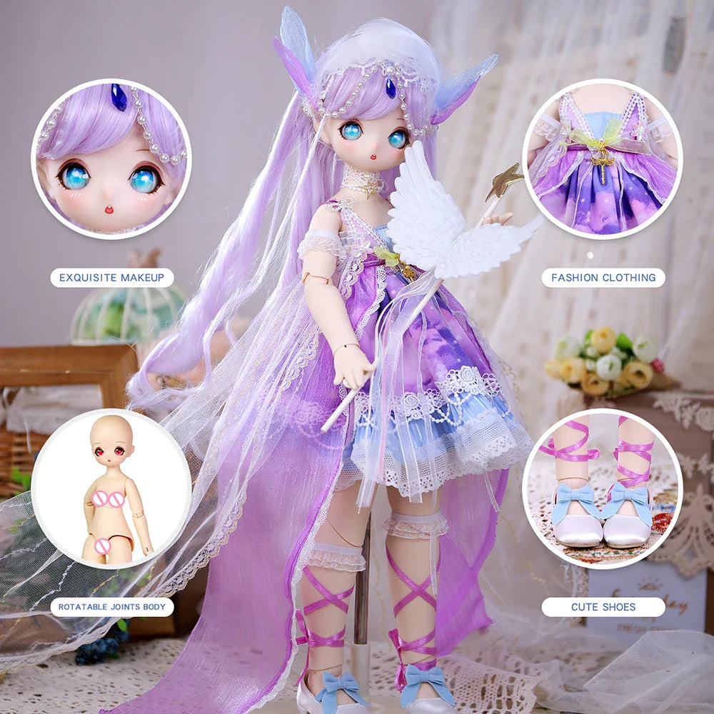 DreamFairy1st Generation1/4 BJD Anime Style 16 Inch Ball Jointed Doll Full Set Includes Clothes Shoes Kawaii Dolls for Girls MSD