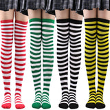 Women's Thigh High Over The Knee Socks For Girls Black White Striped Stockings Long Slouch Socken Kawaii Knit Leg Warmers Soks