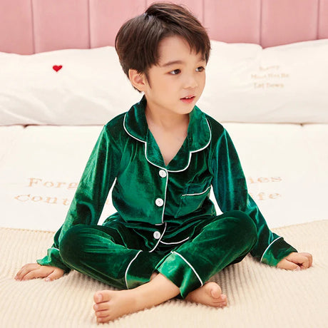 Autumn Winter Children Velour Pajamas Set Teen Warm Velvet Sleepwear Girls Loungewear Kids long sleeved Pijamas Homewear suit re