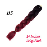 Synthetic Jumbo Braiding Hair Extension 24 " Heat Resistant Fiber In Bulk Ombre Synthetic Jumbo Braids Hair For Red Black Women