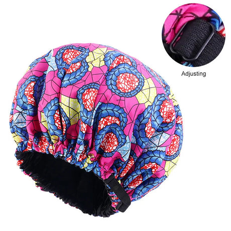 Oversize Africa Print Invisible Adjustable Round Hat Satin Lined nightcap hair cap Beauty Salon Hair Cap Women Hair Accessories