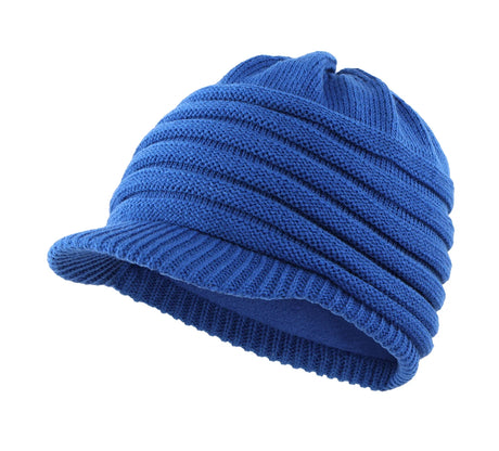 Connectyle Men's New Style Winter Hat with Visor Acrylic Soft Fleece Lined Cable Knitted Beanie Male Newsboy Daily Warm Cap