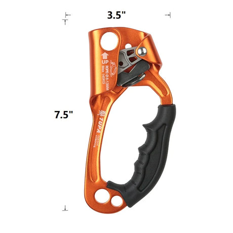 SRT Rock Climbing Hand Ascender Alloy Rigging Rope Ergonomic Handled Riser Rappelling Gear Equipment Left Arborist Tree Climber