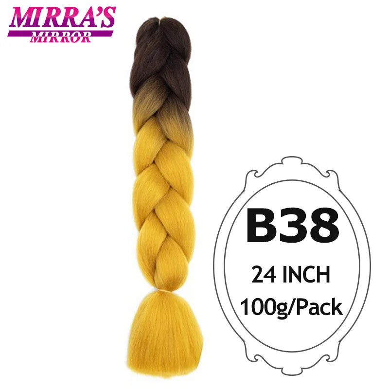 Jumbo Braiding Hair Extensions 24inch Ombre Hair For Braids 5Pcs Box Braid Yaki Texture Synthetic Fiber Fake Hair Mirra’s Mirror