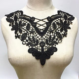 1 Pc Black Flower Neckline Collar Lace Applique Fabric for Fabric Apparel Sewing On Home Textiles For Dress Scrapbooking