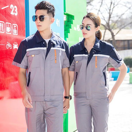 Summer Work Clothing Men Working Coveralls Reflective Tape Thin Breathable Uniforms Factory Workshop Service Car Repairman Suits