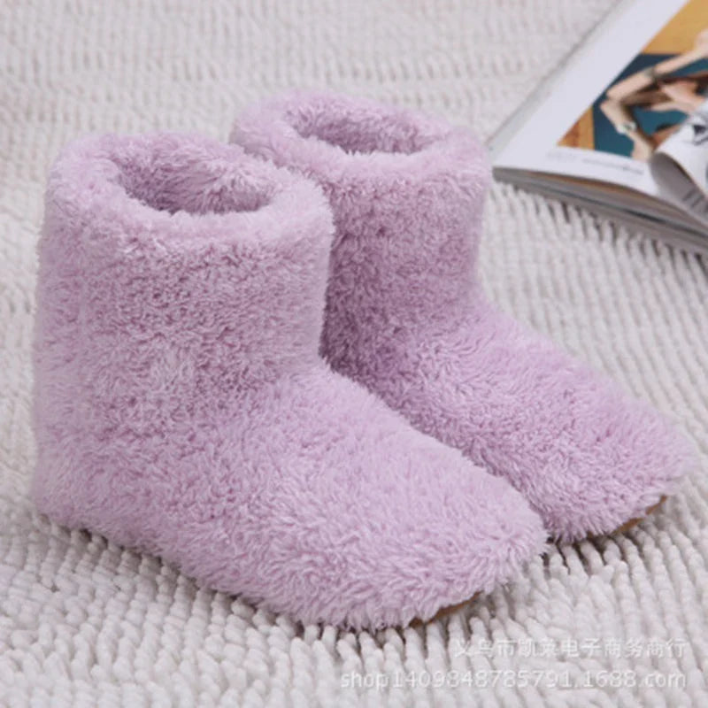 Winter USB Heater Foot Shoes Plush Warm Electric Slippers Feet Heated Washable Electric Shoes Warming Pad Heating Insoles