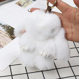 Cute Plush Bunny Keychain Women Fur Pom Pom Angel Rabbit Key Ring Hare Plush Dolls Toy Girls Bag Car Key Pendant Kids Xmas Gift