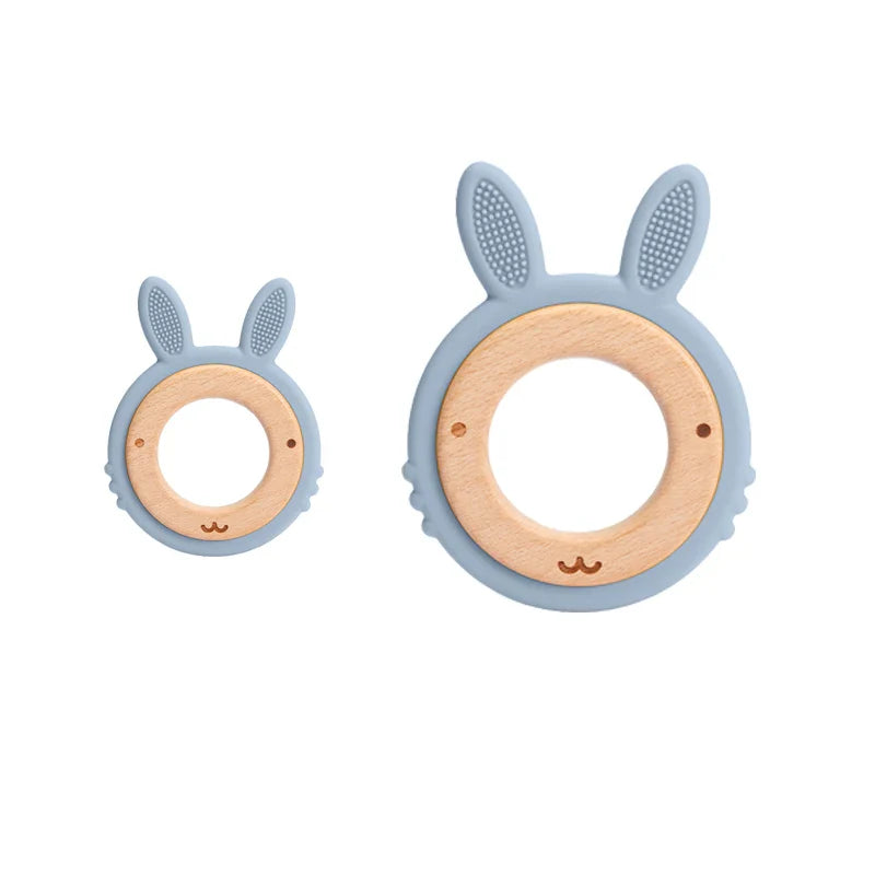 Bite Bites 2pcs/1set Baby Teeth Silicone Cartoon Rabbit Beech Ring Teeth DIY Teething Toys For Teeth Baby Oral Care Accessories