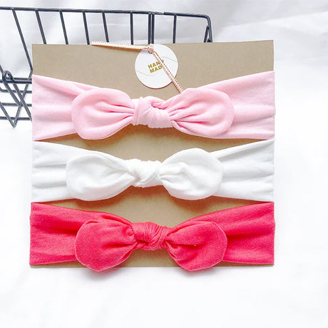 3pcs/lot Solid Nylon baby headband Bow Headbands For Cute Kids  Indian Turban Knot Rabbit Cotton Kids Hair Accessories