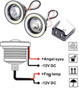 2pcs 3.0 Angel Eyes Fog Lamp 12V Universal 2.5 COB LED DRL Lamp 3.5 Driving Lights White Blue Pink Yellow Green 64/76/89mm