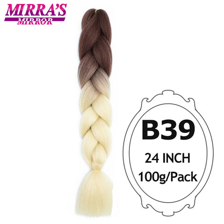 Jumbo Braiding Hair Extensions 24inch Ombre Hair For Braids 5Pcs Box Braid Yaki Texture Synthetic Fiber Fake Hair Mirra’s Mirror