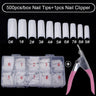 500Pcs/Box False Nails Tips Manicure Kit Nail File Lime 100/180 Buffer Block Cutter Scissors Cleaning Nail Brush Nail Art Tools