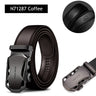 BISON DENIM Men's Belt Cow Leather Belts Brand Fashion Automatic Buckle Black Genuine Leather Belts for Men 3.4cm Width N71314