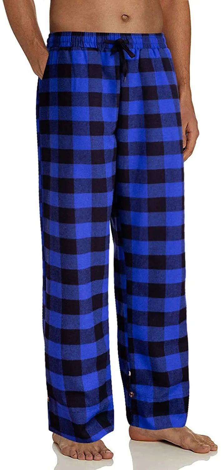 2020 New Men´s Casual Cotton Pajama Long Pant Soft Comfortable Loose Elastic Waistband Plaid Sleepwear Lounge Pants