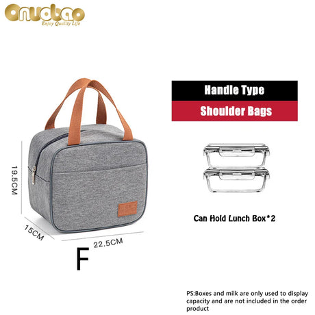 Thermal Lunch Bag for Men&Women Gray Oxford Cloth Aluminum Foil Insulation Shoulder Bag Waterproof Picnic cooler Bag