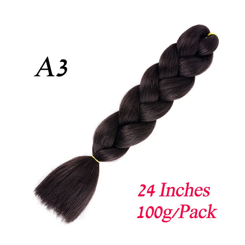 Synthetic Jumbo Braiding Hair Extension 24 " Heat Resistant Fiber In Bulk Ombre Synthetic Jumbo Braids Hair For Red Black Women