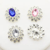 Ywxinxi 10 Pcs 25*28mm Flower Bump Bottom Acrylic Alloy Rhinestone Buttons DIY Flat Back Brooch Fashion Decoration Accessories