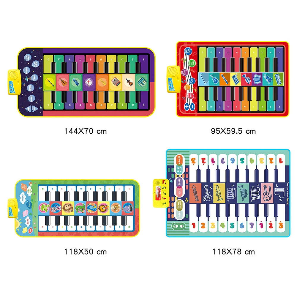 Kids Musical Piano Mat Duet Keyboard Play Mat 20 Keys Floor Piano with 8 Instrument Sound 5 Paly Modes Dance Pad Educatinal Toys