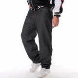 Plus Size Waist 30-46Inch Streetwear Baggy Jeans Men's Designer Clothes Embroidered Flower Wings Trousers Male