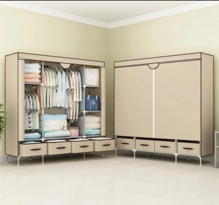 Non-Woven Fabrics Wardrobe Coffee Fabric Closet Portable Folding Dust-proof Waterproof Storage Cabinet Bedroom Home Furniture