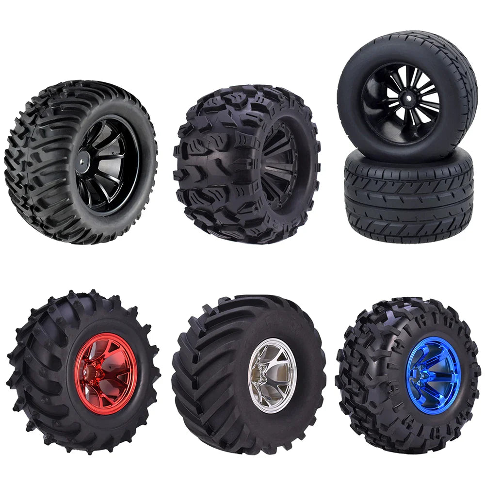 4PCS 12mm Hub 1/10 Tyre Wheel 120mm 125mm 130mm Monster Truck Tires Wheels Buggy RC Car Crawler Traxxas Scx10 Buggy