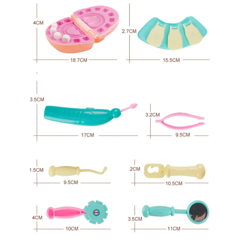 Children Plasticine Tools Pretend Play Toy Dentist Check Teeth Model Set Clay Mold Toy Role Play Early Learning Toys