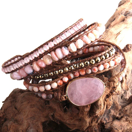 RH Fashion Handma Bohemian Jewelry Boho Bracelet Mixed Natural Stones Charm 5 Strands Wrap Bracelets Gift DropShipping