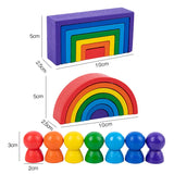 Wooden Rainbow Block Wood Stacking Toys Grimms Rainbow Building Blocks Balls Montessori Eductaional Toy Kids Rainbow Stacker