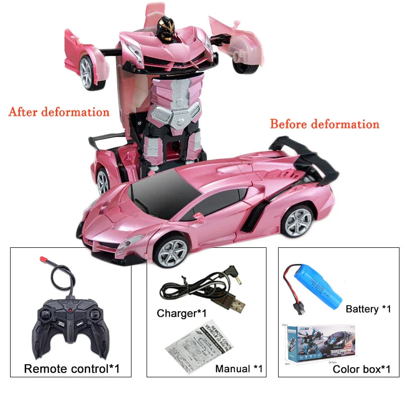 2IN1 Electric RC Car Transformation Robots One-key Deformation Car Outdoor Remote Control Sports Car Model  Children Boys Toys