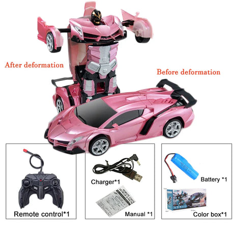 2IN1 Electric RC Car Transformation Robots One-key Deformation Car Outdoor Remote Control Sports Car Model  Children Boys Toys