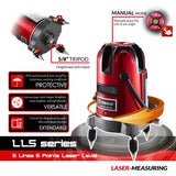 DEKO LL5 Series 5 Line 6 Points Red/Green Laser Level Self-leveling Horizontal&Vertical 360 Degree Adjustment Higher Visibility