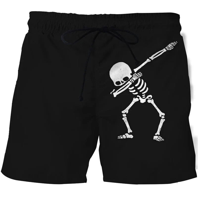 Hot Sale Skull Horror 3D Printe Beach Short Men's Shorts Anime Pants Quick-drying Street Clothing Black Short Casual short homme
