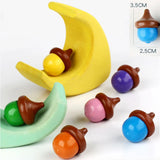 10Pcs Kids Mini Colored Cartoon Pine Cones Wooden Gyro Toys Children Adult Relief Stress Desktop Spinning Top Educational Game