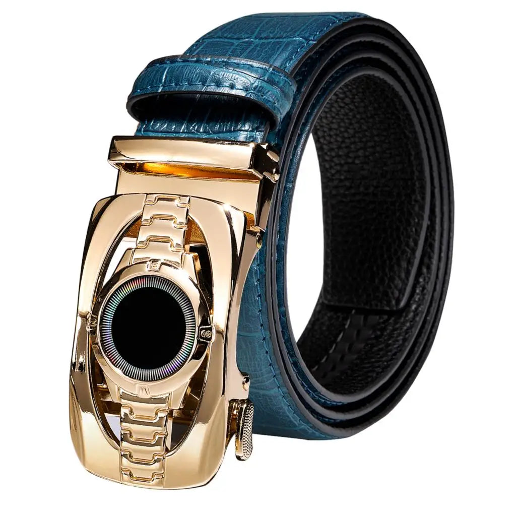 High Quality Mens Belts Black Brown Blue White Green Leather Straps Casual Gold Automatic Buckles Waistband Belt for Men Wedding